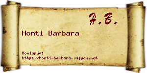 Honti Barbara névjegykártya